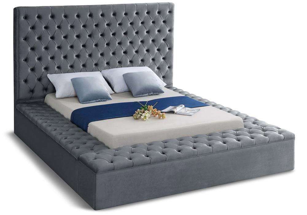 Meridian Furniture - Bliss Grey Velvet King Bed - BlissGrey-K veiw 1