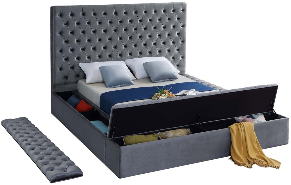 Meridian Furniture - Bliss Grey Velvet King Bed - BlissGrey-K veiw 7
