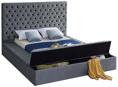 Meridian Furniture - Bliss Grey Velvet Queen Bed - BlissGrey-Q veiw 2
