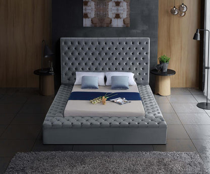 Meridian Furniture - Bliss Grey Velvet Queen Bed - BlissGrey-Q veiw 6