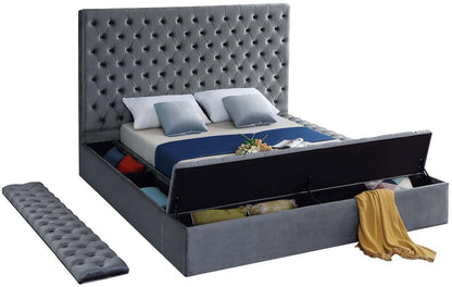 Meridian Furniture - Bliss Grey Velvet Queen Bed - BlissGrey-Q veiw 7