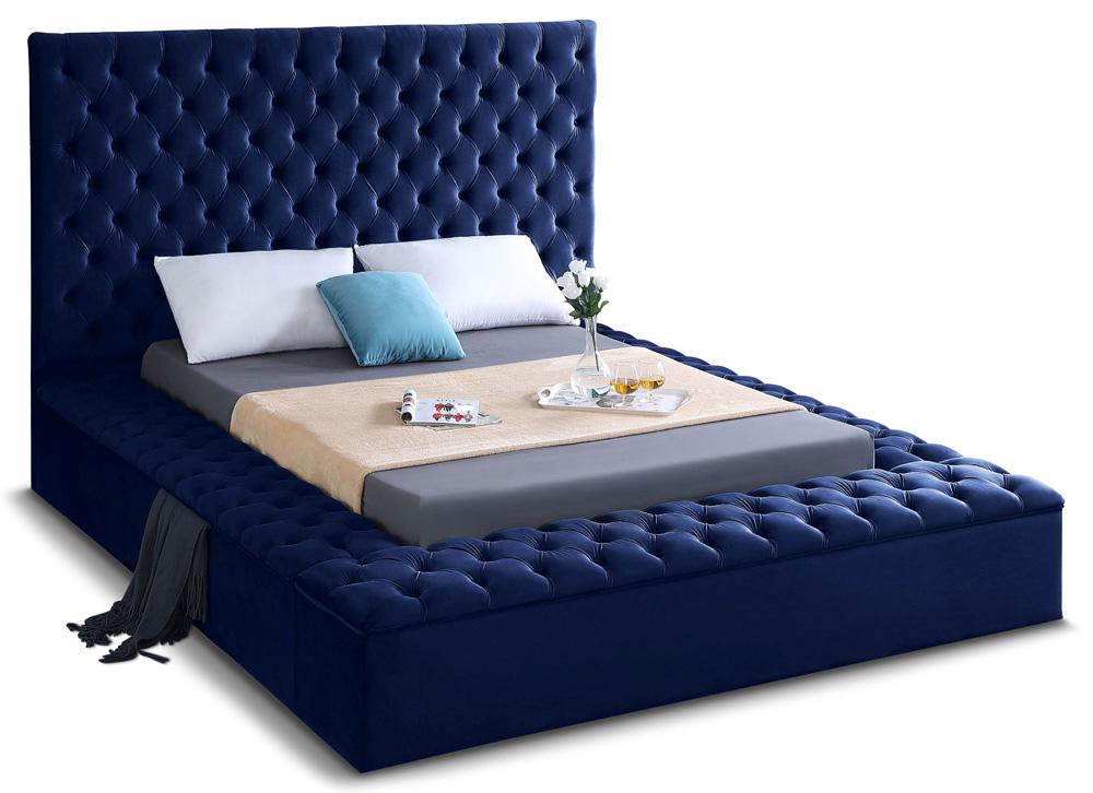 Meridian Furniture - Bliss Navy Velvet Full Bed - BlissNavy-F veiw 1