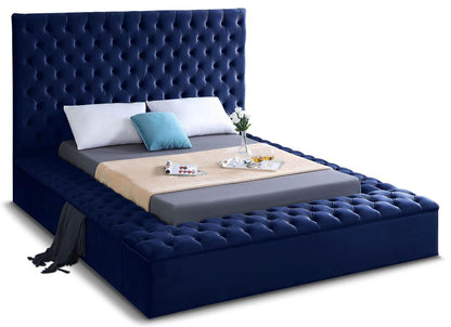 Meridian Furniture - Bliss Navy Velvet Full Bed - BlissNavy-F veiw 1