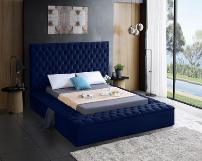 Meridian Furniture - Bliss Navy Velvet Full Bed - BlissNavy-F veiw 3