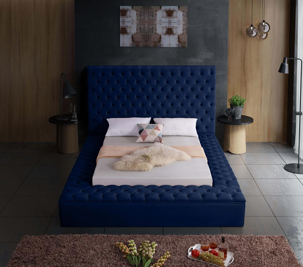 Meridian Furniture - Bliss Navy Velvet Full Bed - BlissNavy-F veiw 6