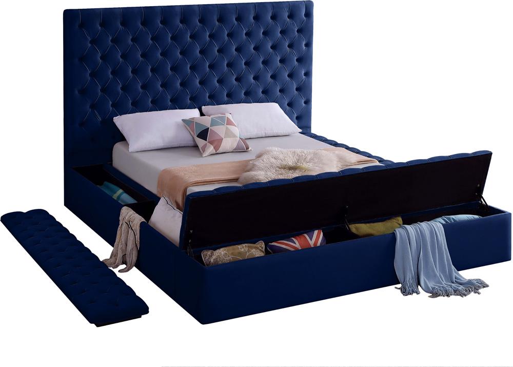 Meridian Furniture - Bliss Navy Velvet Full Bed - BlissNavy-F veiw 7