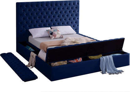Meridian Furniture - Bliss Navy Velvet Full Bed - BlissNavy-F veiw 7
