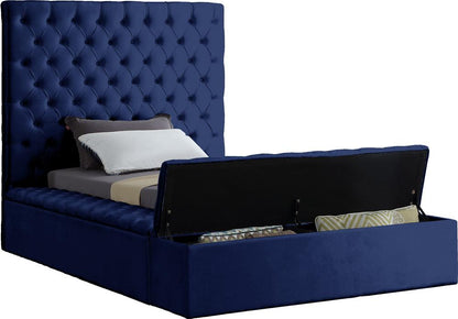 Meridian Furniture - Bliss Navy Velvet Twin Bed - BlissNavy-T veiw 2