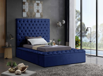 Meridian Furniture - Bliss Navy Velvet Twin Bed - BlissNavy-T veiw 3