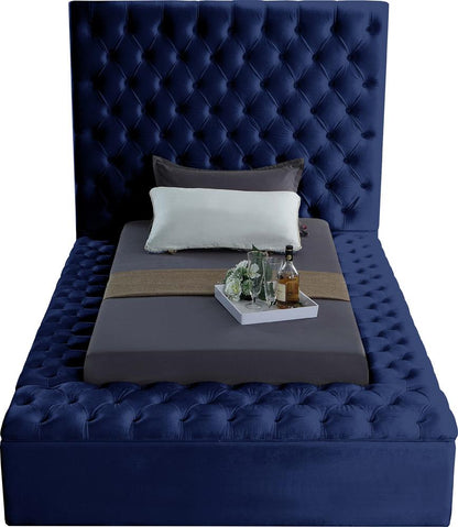 Meridian Furniture - Bliss Navy Velvet Twin Bed - BlissNavy-T veiw 5