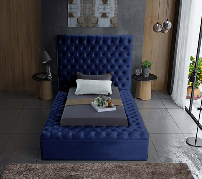 Meridian Furniture - Bliss Navy Velvet Twin Bed - BlissNavy-T veiw 6