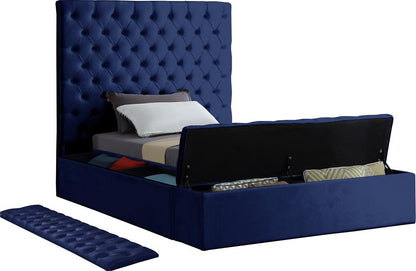 Meridian Furniture - Bliss Navy Velvet Twin Bed - BlissNavy-T veiw 7