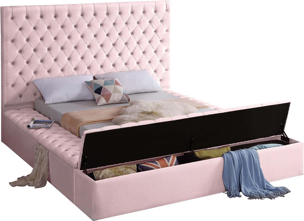 Meridian Furniture - Bliss Pink Velvet Full Bed - BlissPink-F veiw 2