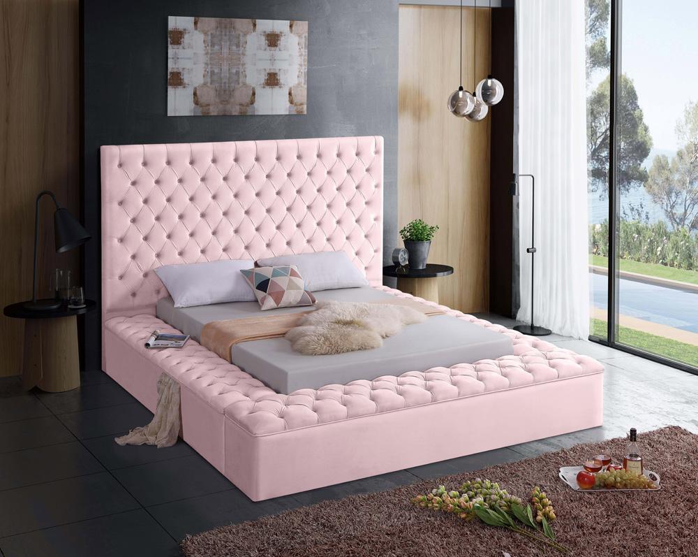 Meridian Furniture - Bliss Pink Velvet Full Bed - BlissPink-F veiw 3