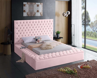 Meridian Furniture - Bliss Pink Velvet King Bed - BlissPink-K veiw 3