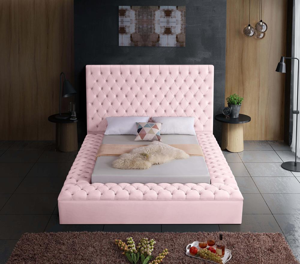 Meridian Furniture - Bliss Pink Velvet King Bed - BlissPink-K veiw 6