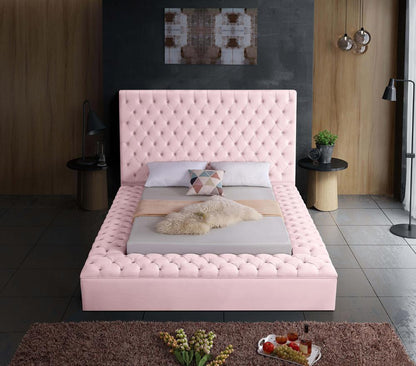 Meridian Furniture - Bliss Pink Velvet Queen Bed - BlissPink-Q veiw 6