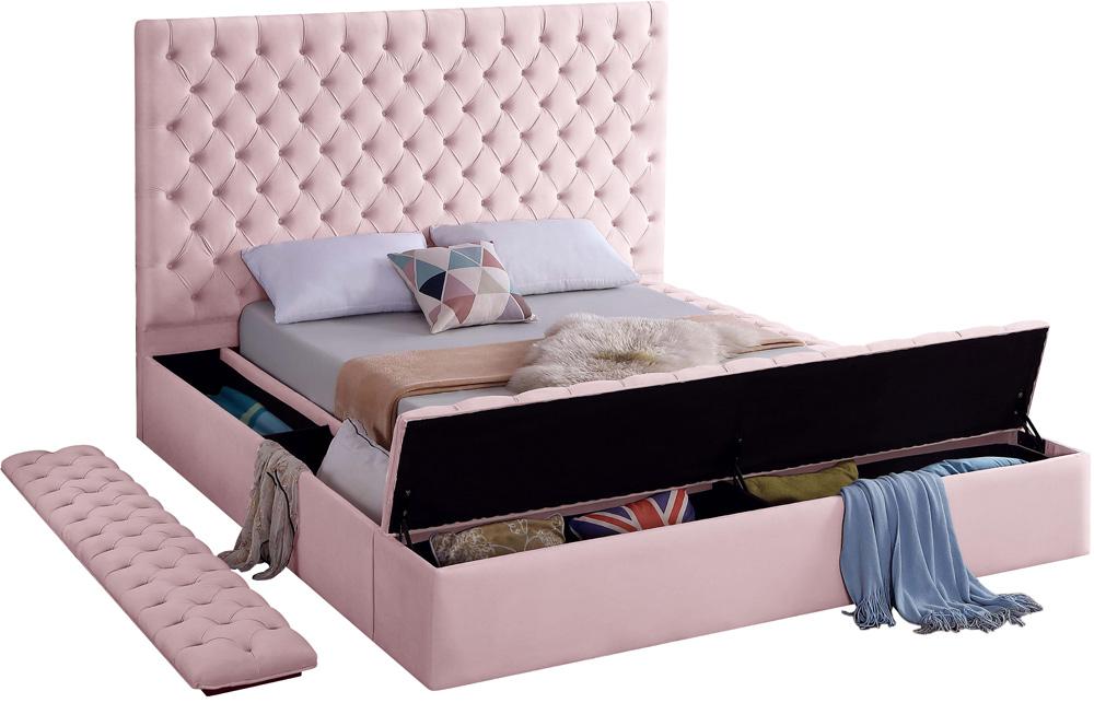 Meridian Furniture - Bliss Pink Velvet Queen Bed - BlissPink-Q veiw 7