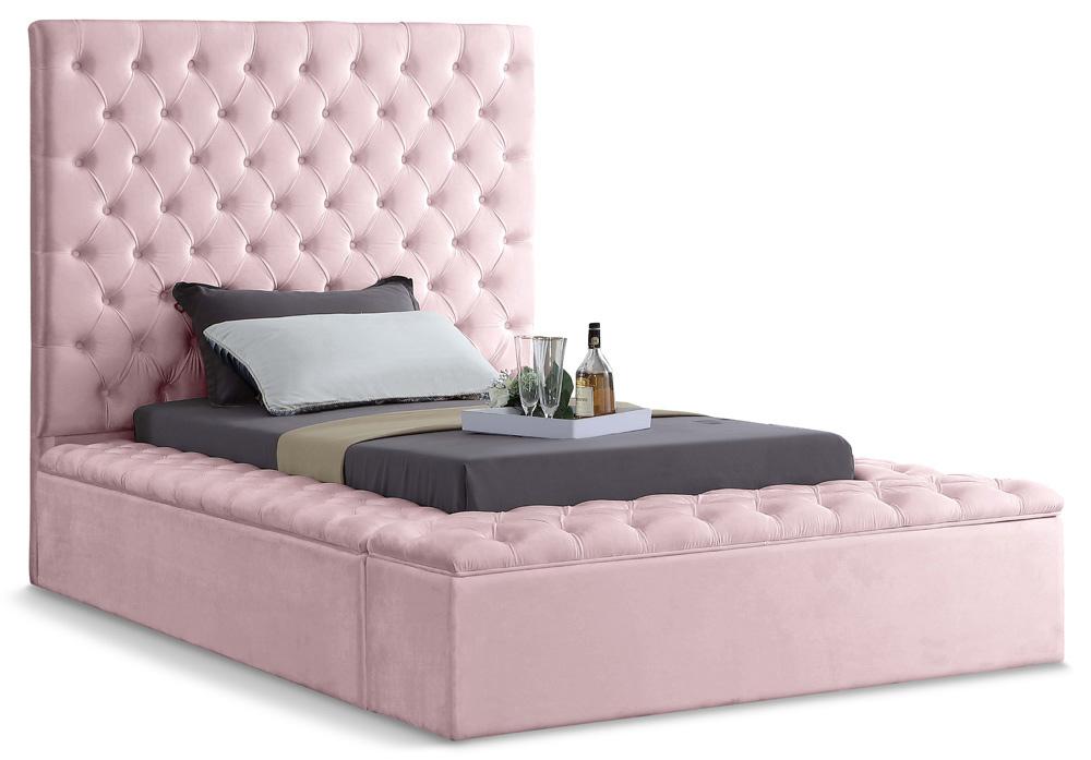 Meridian Furniture - Bliss Pink Velvet Twin Bed - BlissPink-T veiw 1