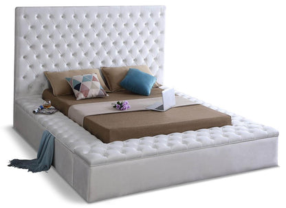 Meridian Furniture - Bliss White Velvet Queen Bed - BlissWhite-Q veiw 1