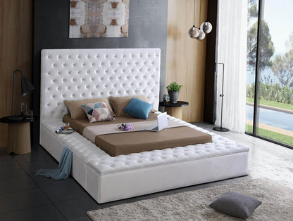 Meridian Furniture - Bliss White Velvet Queen Bed - BlissWhite-Q veiw 3