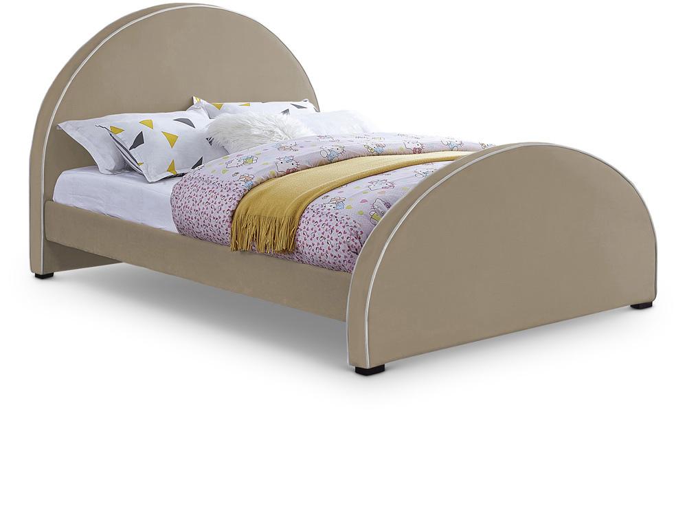 Meridian Furniture - Brody Beige Velvet Queen Bed - BrodyBeige-Q veiw 1