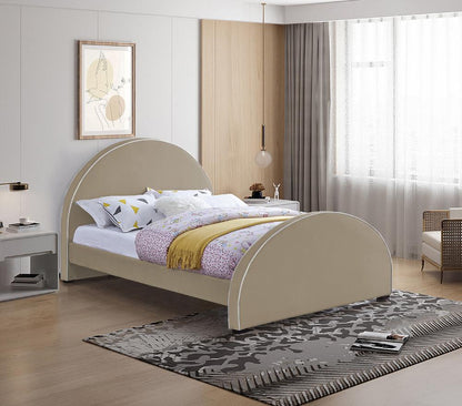Meridian Furniture - Brody Beige Velvet Queen Bed - BrodyBeige-Q veiw 2