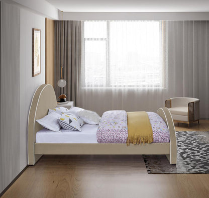 Meridian Furniture - Brody Beige Velvet Queen Bed - BrodyBeige-Q veiw 5