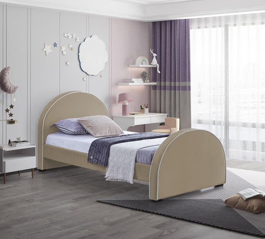 Meridian Furniture - Brody Beige Velvet Twin Bed - BrodyBeige-T veiw 2