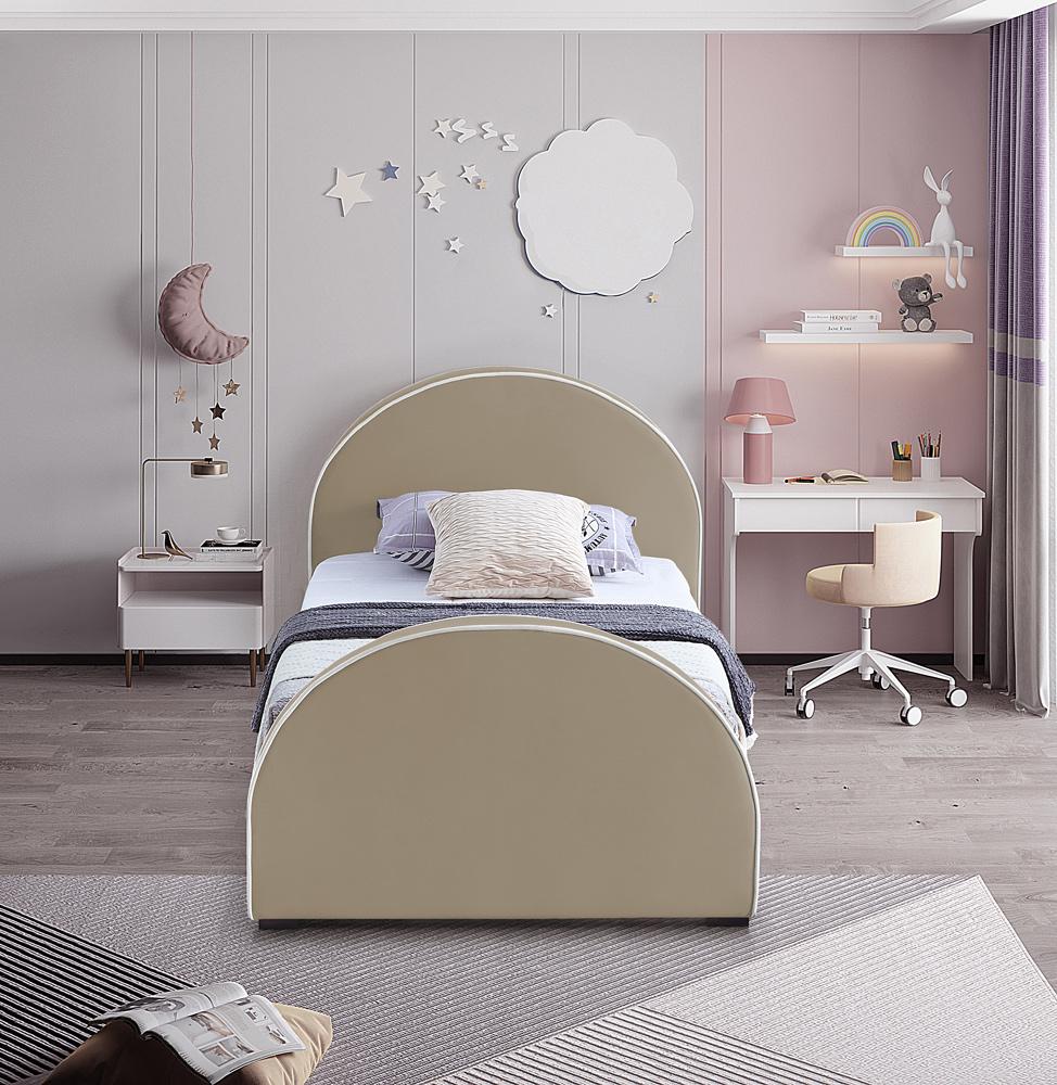 Meridian Furniture - Brody Beige Velvet Twin Bed - BrodyBeige-T veiw 4