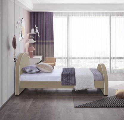 Meridian Furniture - Brody Beige Velvet Twin Bed - BrodyBeige-T veiw 5