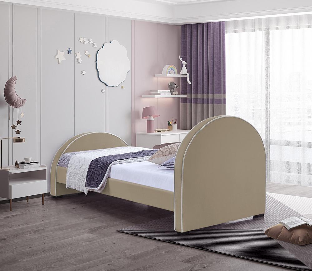 Meridian Furniture - Brody Beige Velvet Twin Bed - BrodyBeige-T veiw 6