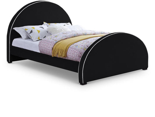 Meridian Furniture - Brody Black Velvet Queen Bed - BrodyBlack-Q veiw 1