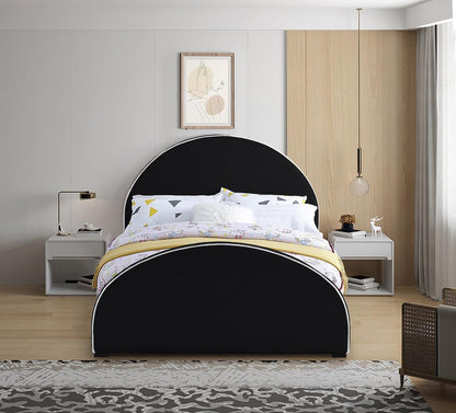 Meridian Furniture - Brody Black Velvet Queen Bed - BrodyBlack-Q veiw 4