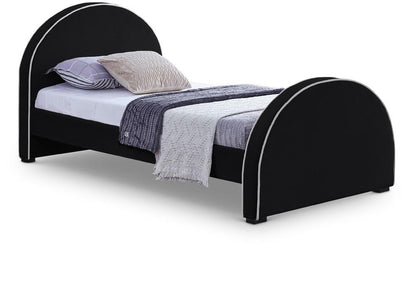 Meridian Furniture - Brody Black Velvet Twin Bed - BrodyBlack-T veiw 1