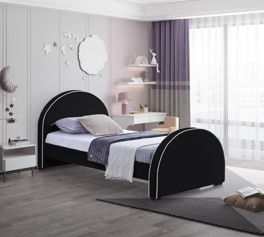 Meridian Furniture - Brody Black Velvet Twin Bed - BrodyBlack-T veiw 2