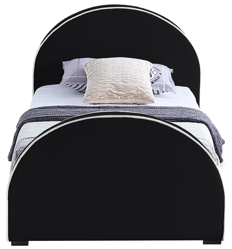 Meridian Furniture - Brody Black Velvet Twin Bed - BrodyBlack-T veiw 3