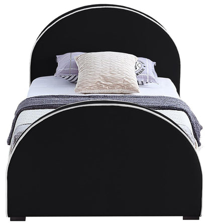 Meridian Furniture - Brody Black Velvet Twin Bed - BrodyBlack-T veiw 3
