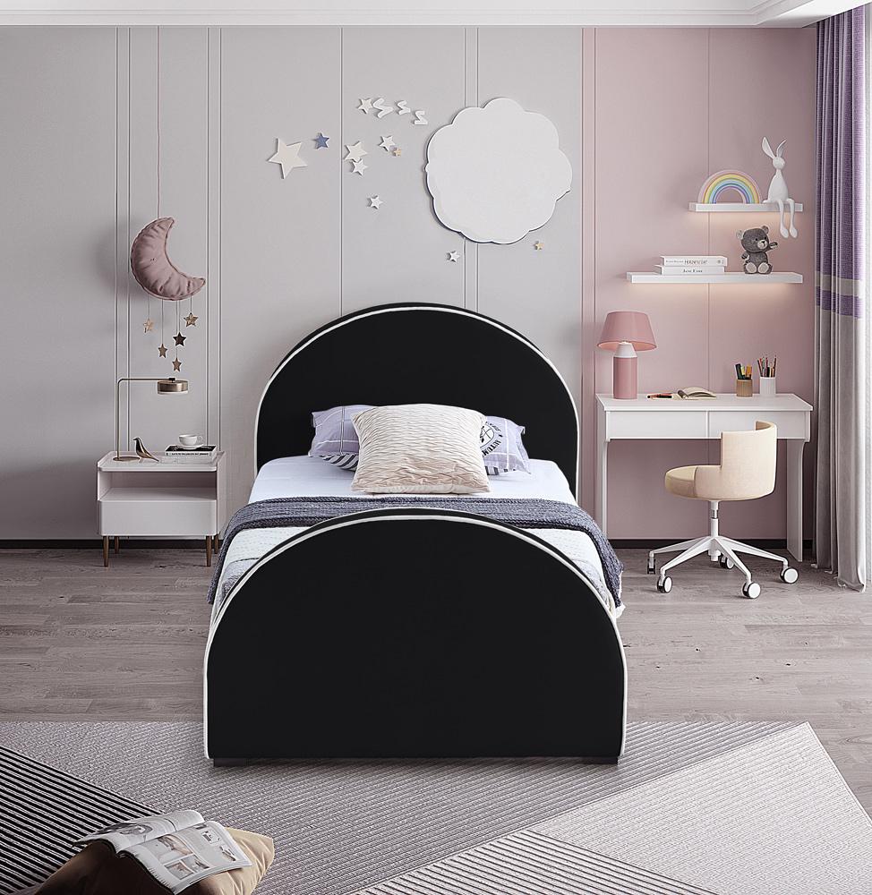 Meridian Furniture - Brody Black Velvet Twin Bed - BrodyBlack-T veiw 4
