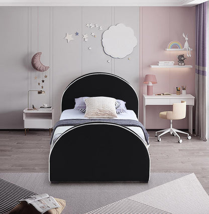 Meridian Furniture - Brody Black Velvet Twin Bed - BrodyBlack-T veiw 4