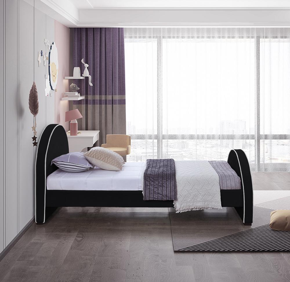Meridian Furniture - Brody Black Velvet Twin Bed - BrodyBlack-T veiw 5