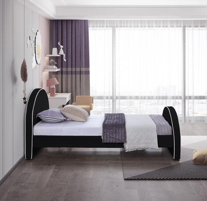 Meridian Furniture - Brody Black Velvet Twin Bed - BrodyBlack-T veiw 5