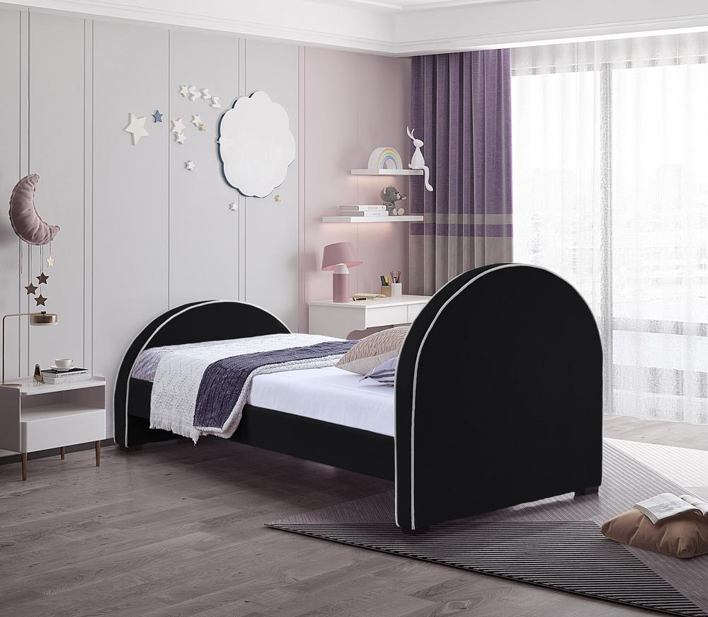 Meridian Furniture - Brody Black Velvet Twin Bed - BrodyBlack-T veiw 6