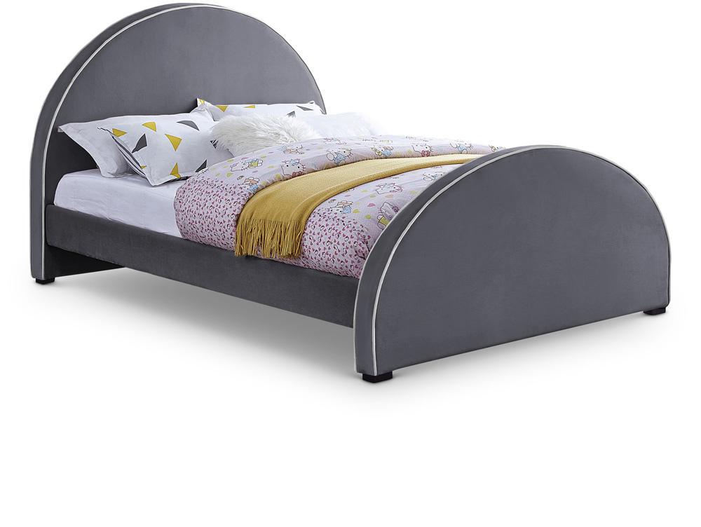 Meridian Furniture - Brody Grey Velvet Full Bed - BrodyGrey-F veiw 1