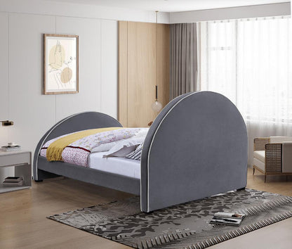 Meridian Furniture - Brody Grey Velvet Full Bed - BrodyGrey-F veiw 6