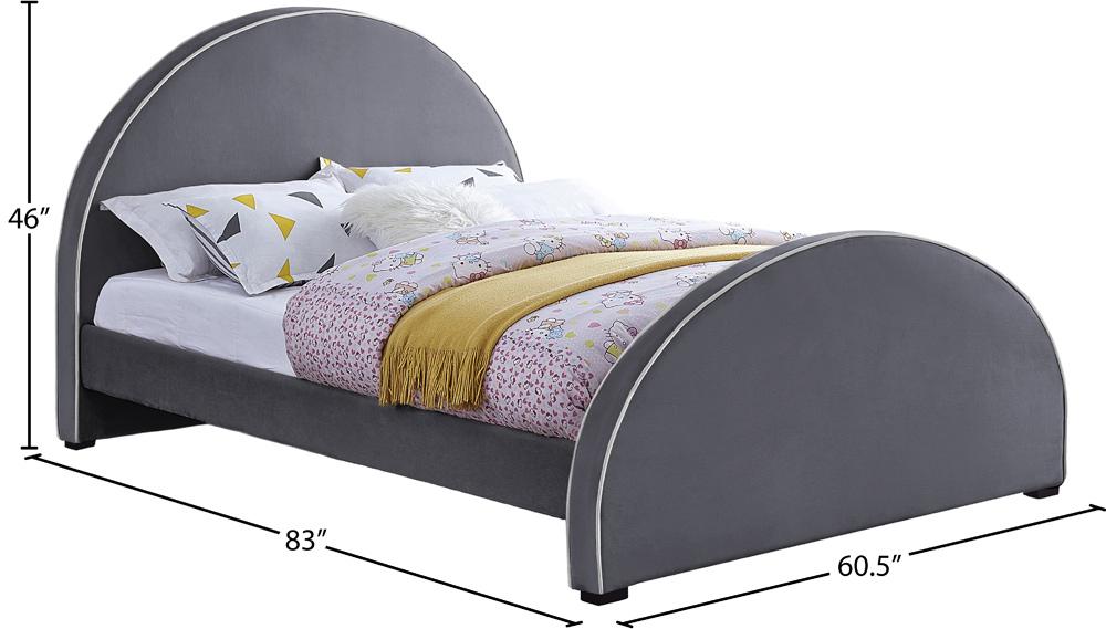 Meridian Furniture - Brody Grey Velvet Full Bed - BrodyGrey-F veiw 7