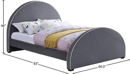 Meridian Furniture - Brody Grey Velvet Full Bed - BrodyGrey-F veiw 7