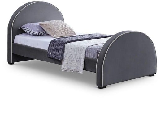 Meridian Furniture - Brody Grey Velvet Twin Bed - BrodyGrey-T veiw 1
