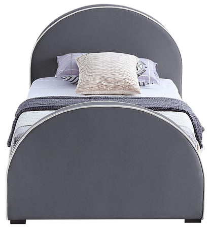 Meridian Furniture - Brody Grey Velvet Twin Bed - BrodyGrey-T veiw 3