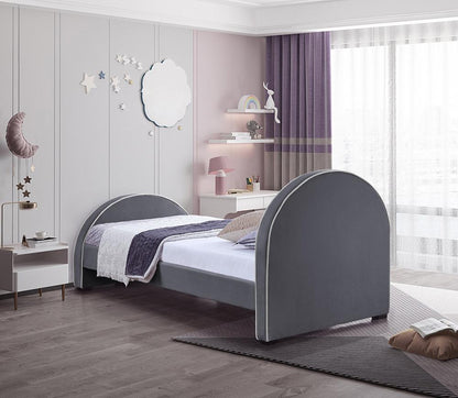 Meridian Furniture - Brody Grey Velvet Twin Bed - BrodyGrey-T veiw 6